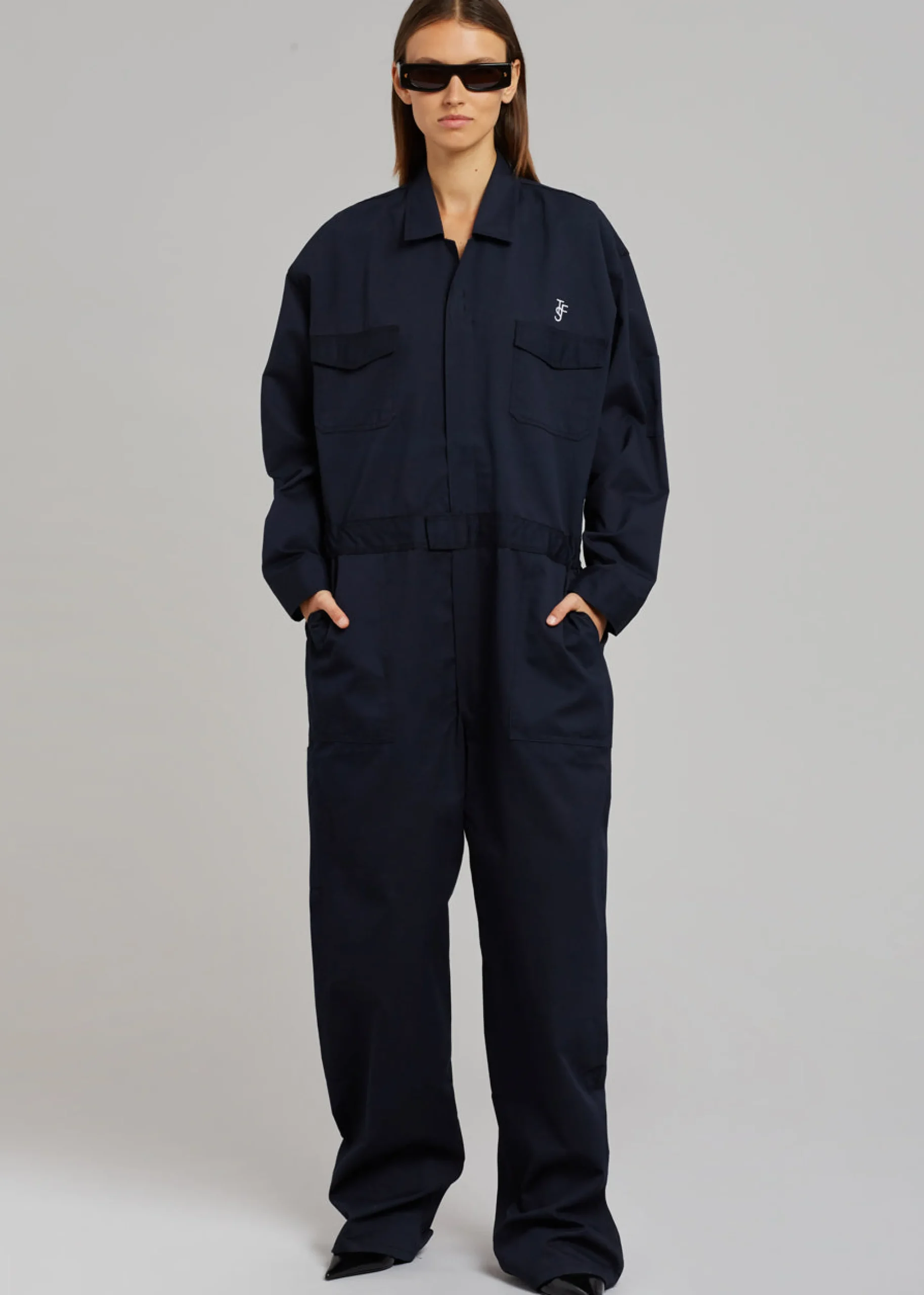 The Frankie Shop Tfs Oversized Boiler Suit Navy Clearance