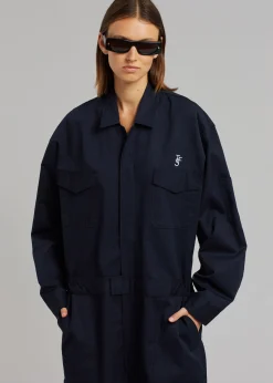 The Frankie Shop Tfs Oversized Boiler Suit Navy Clearance
