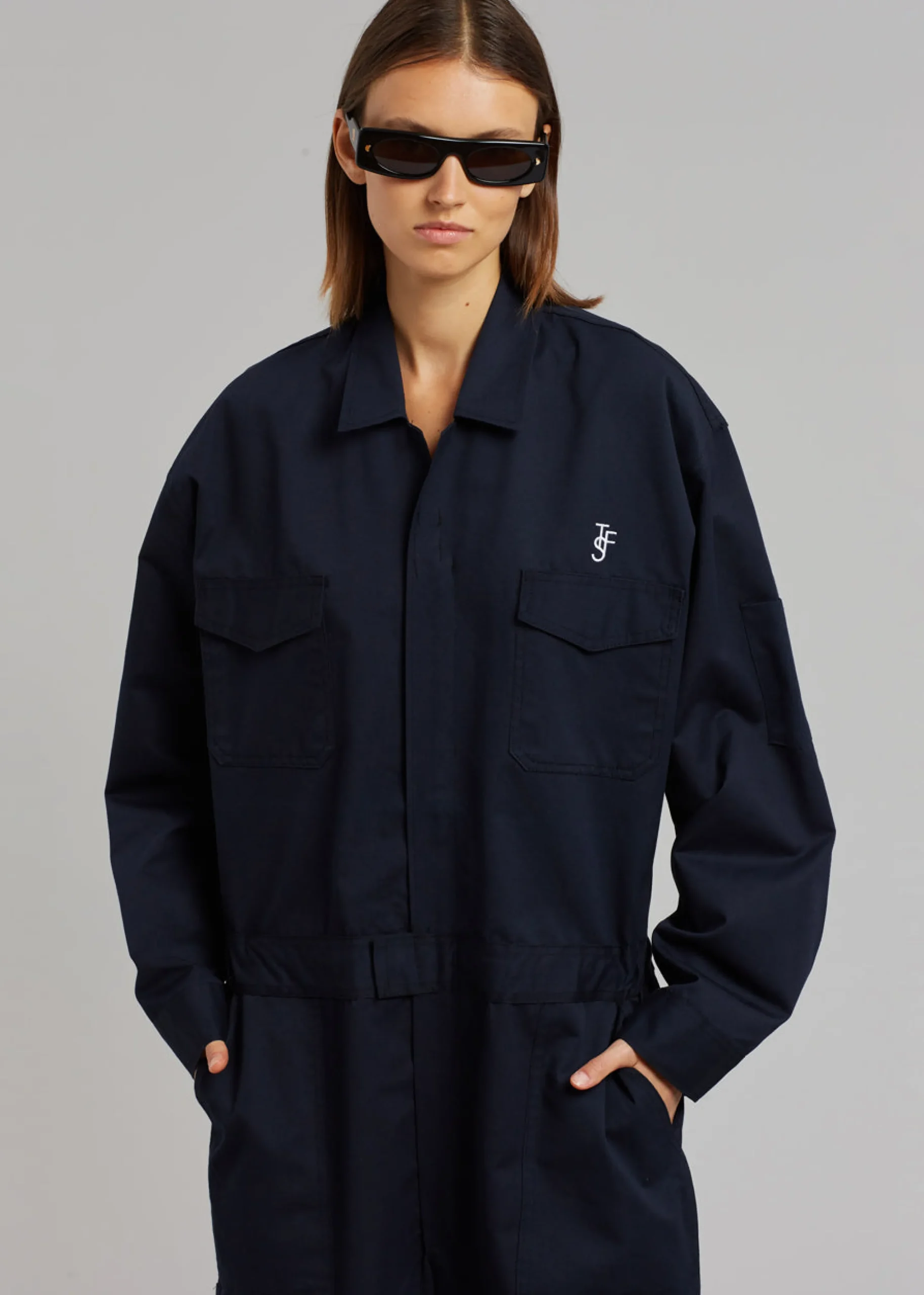 The Frankie Shop Tfs Oversized Boiler Suit Navy Clearance