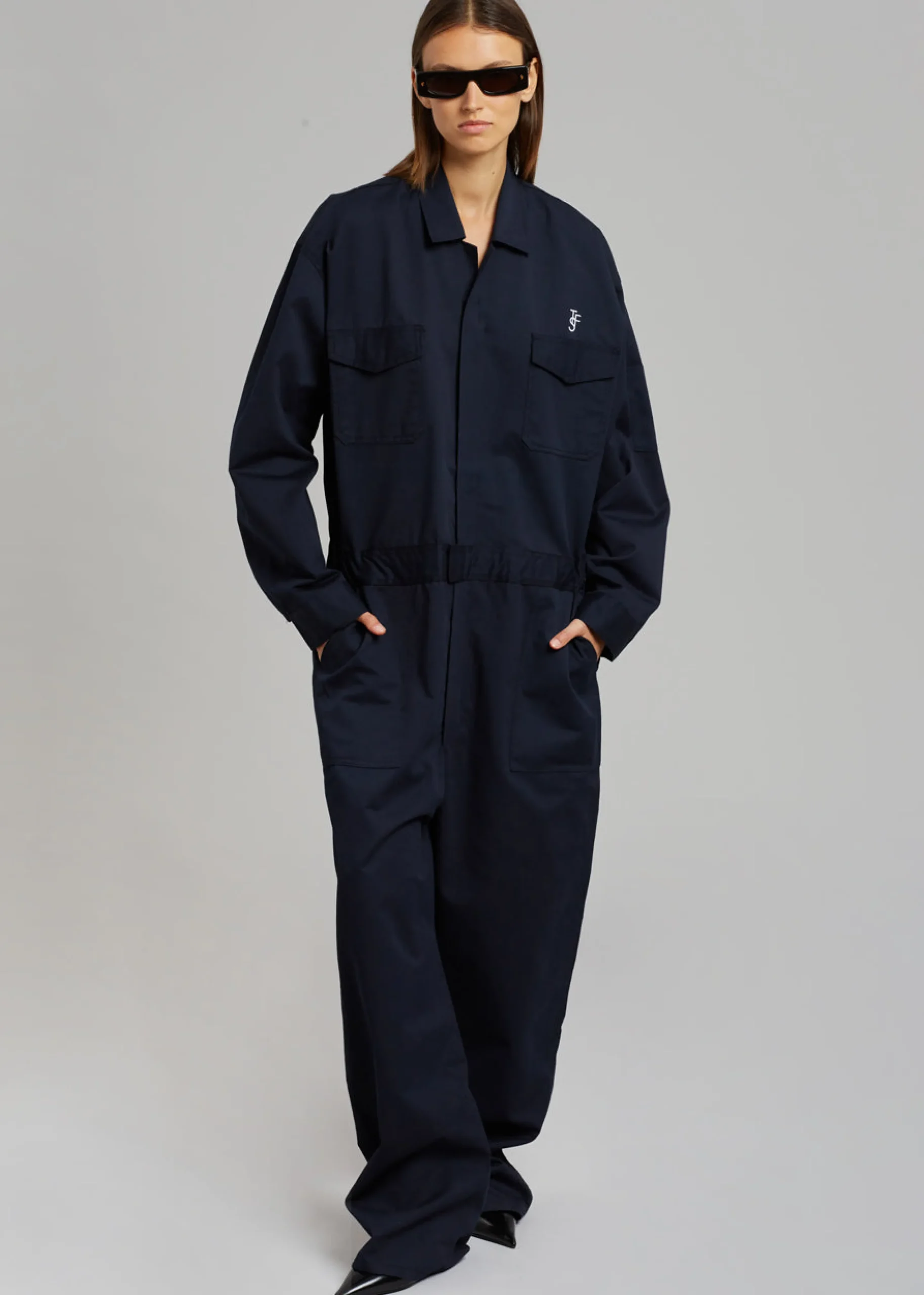 The Frankie Shop Tfs Oversized Boiler Suit Navy Clearance
