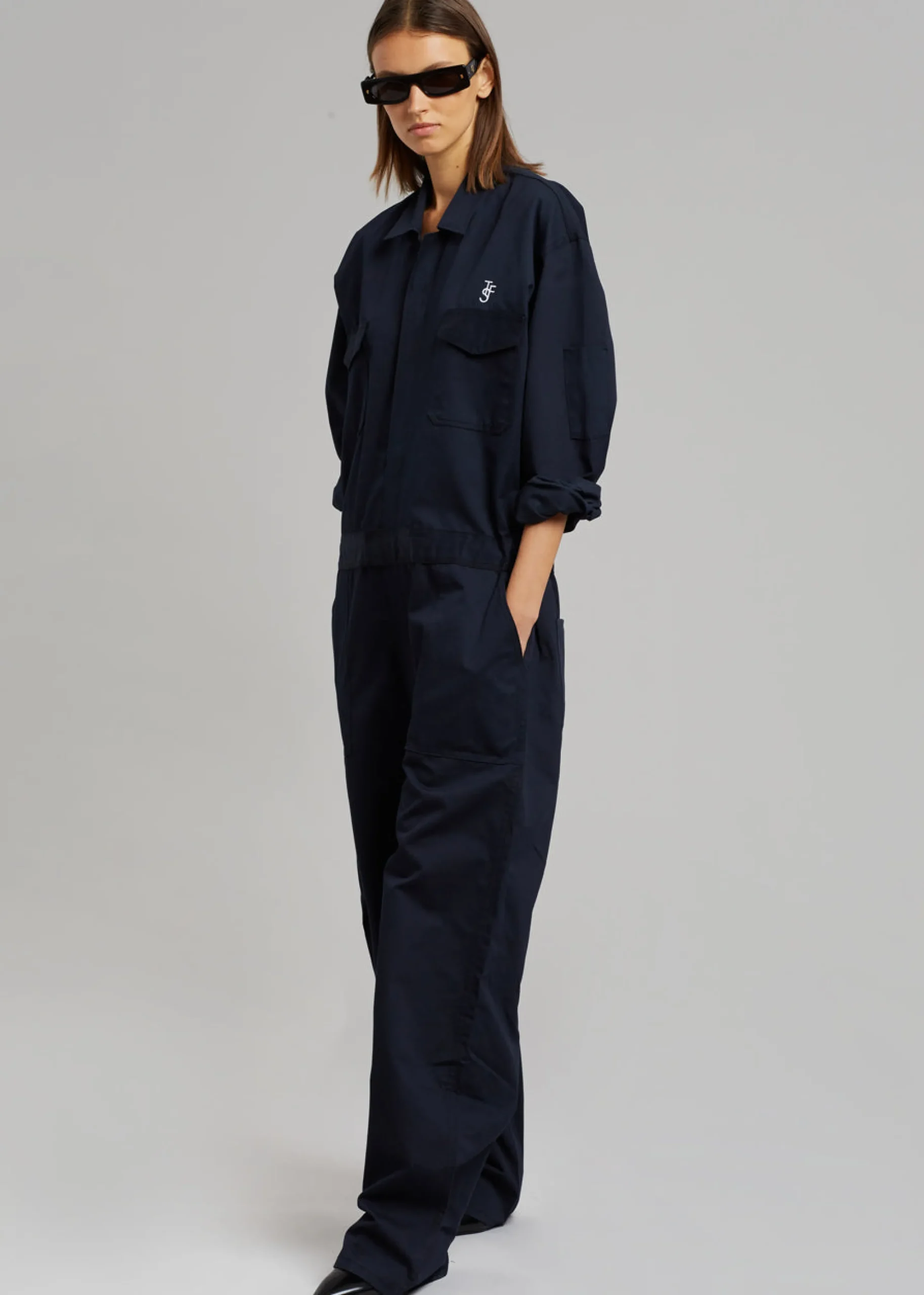 The Frankie Shop Tfs Oversized Boiler Suit Navy Clearance