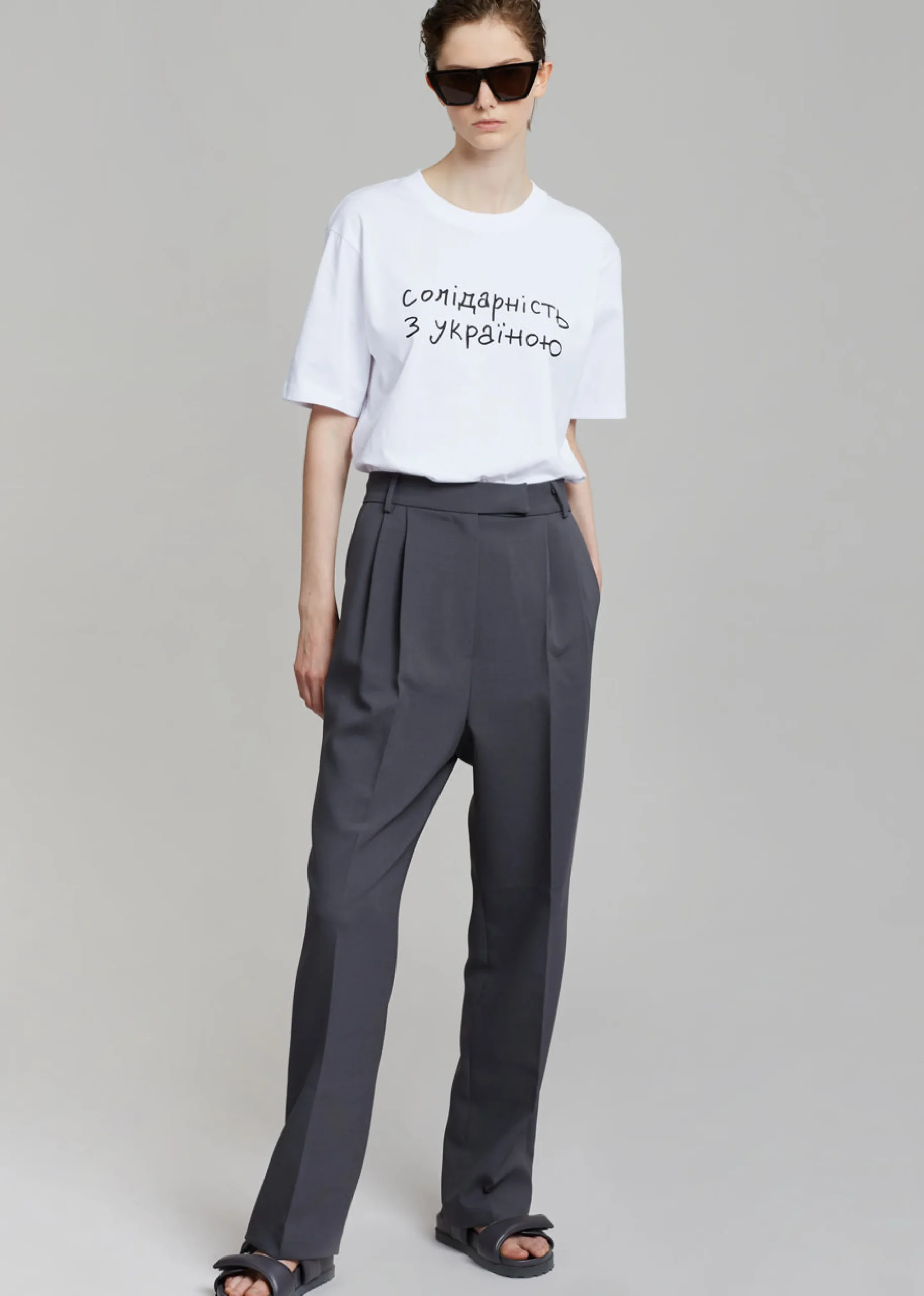 The Frankie Shop X Thomas Lelu Solidarity T-Shirt White/Black Sale