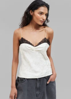 The Frankie Shop The Garment Toulouse Lace Top Ecru With Black Lace Online