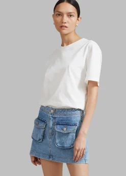 The Frankie Shop Thela Pocket Denim Skirt Blue Wash Discount