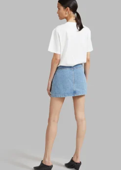 The Frankie Shop Thela Pocket Denim Skirt Blue Wash Discount