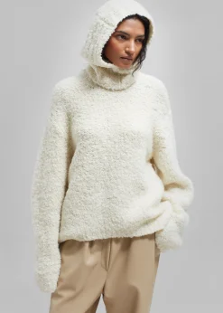 The Frankie Shop Thyra Boucle Balaclava Cream Sale