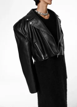 The Frankie Shop Tidus Cropped Biker Jacket Black Best