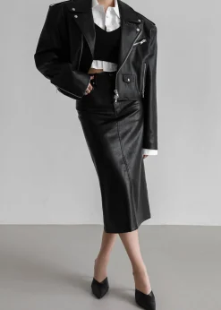 The Frankie Shop Tidus Cropped Biker Jacket Black Best
