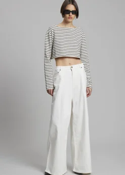 The Frankie Shop Tilla Boatneck Top Black Stripe Outlet