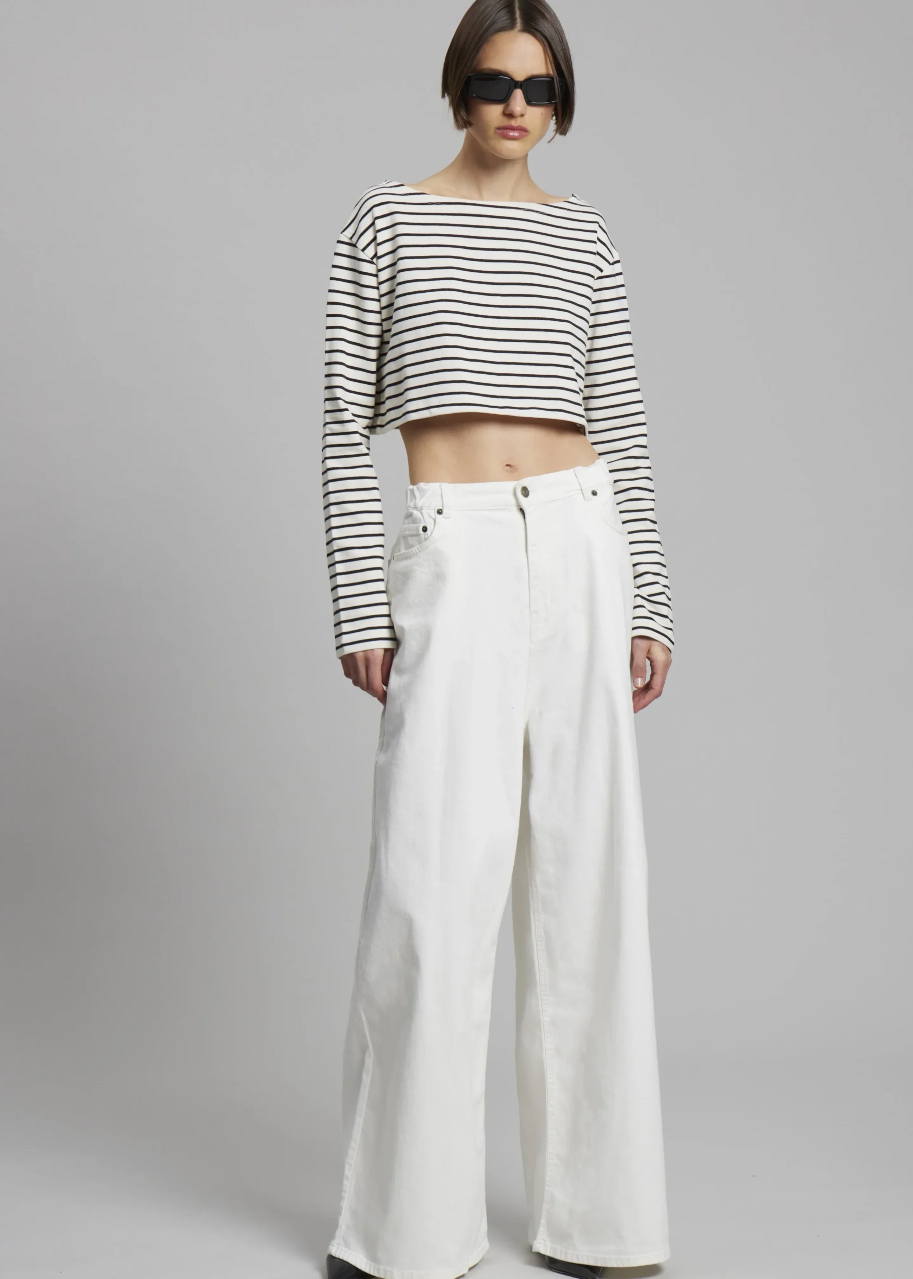 The Frankie Shop Tilla Boatneck Top Black Stripe Outlet