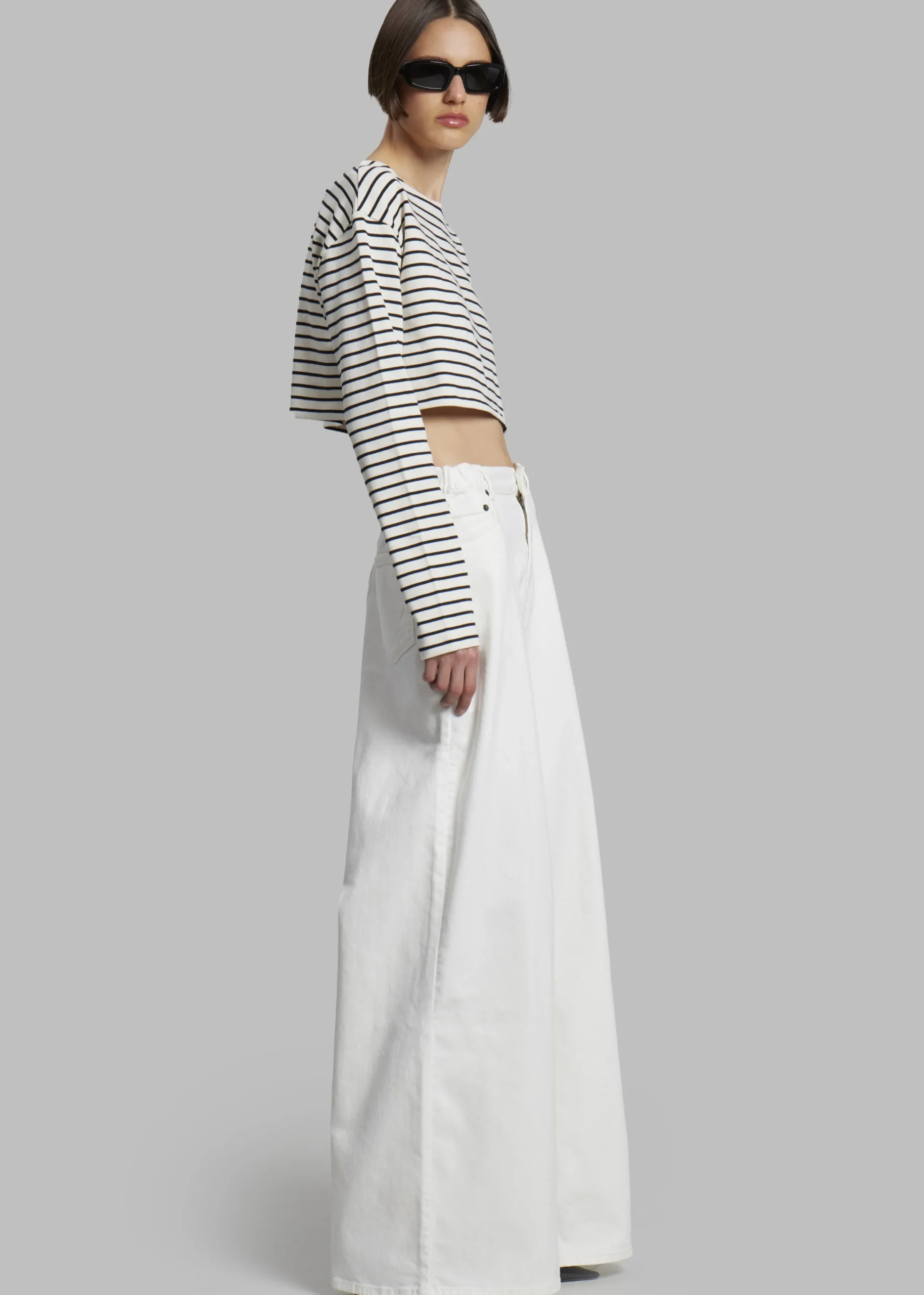 The Frankie Shop Tilla Boatneck Top Black Stripe Outlet
