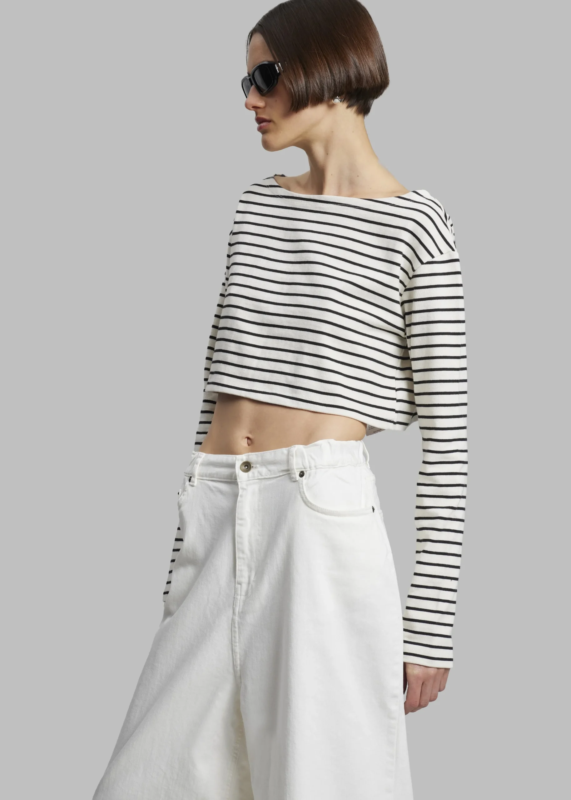 The Frankie Shop Tilla Boatneck Top Black Stripe Outlet