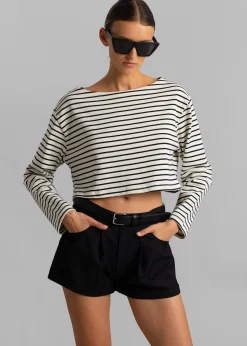 The Frankie Shop Tilla Boatneck Top Black Stripe Outlet