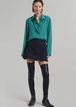 The Frankie Shop Tima Double Layer Shirt Deep Teal