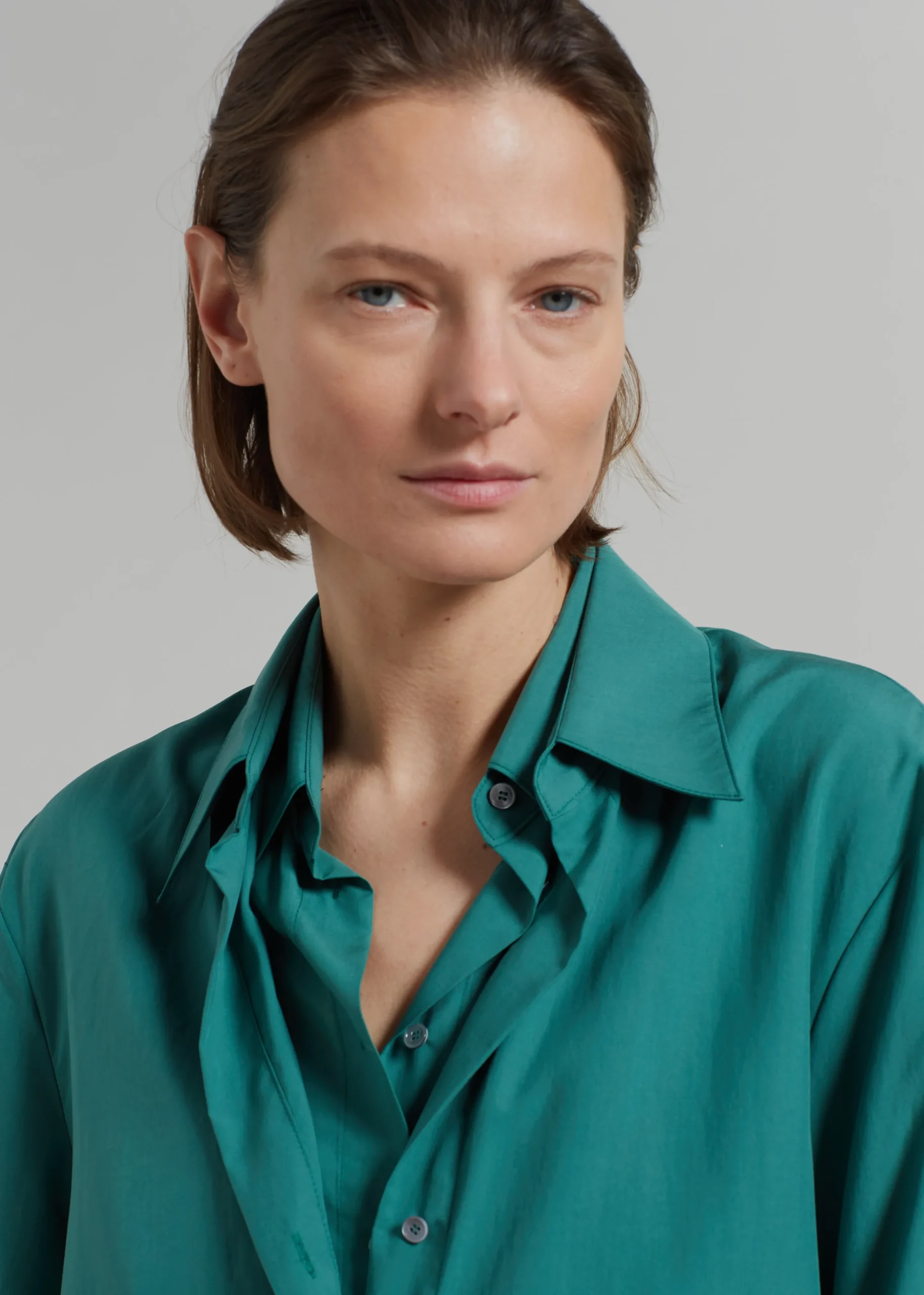 The Frankie Shop Tima Double Layer Shirt Deep Teal