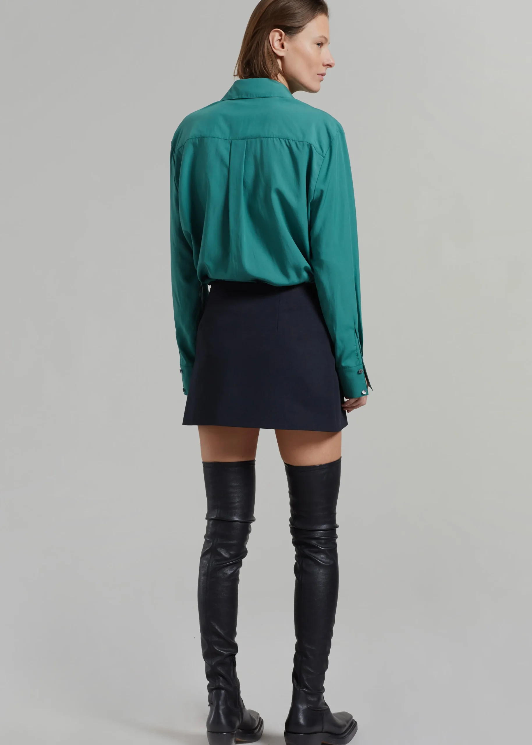 The Frankie Shop Tima Double Layer Shirt Deep Teal