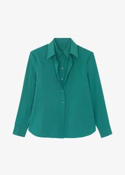 The Frankie Shop Tima Double Layer Shirt Deep Teal