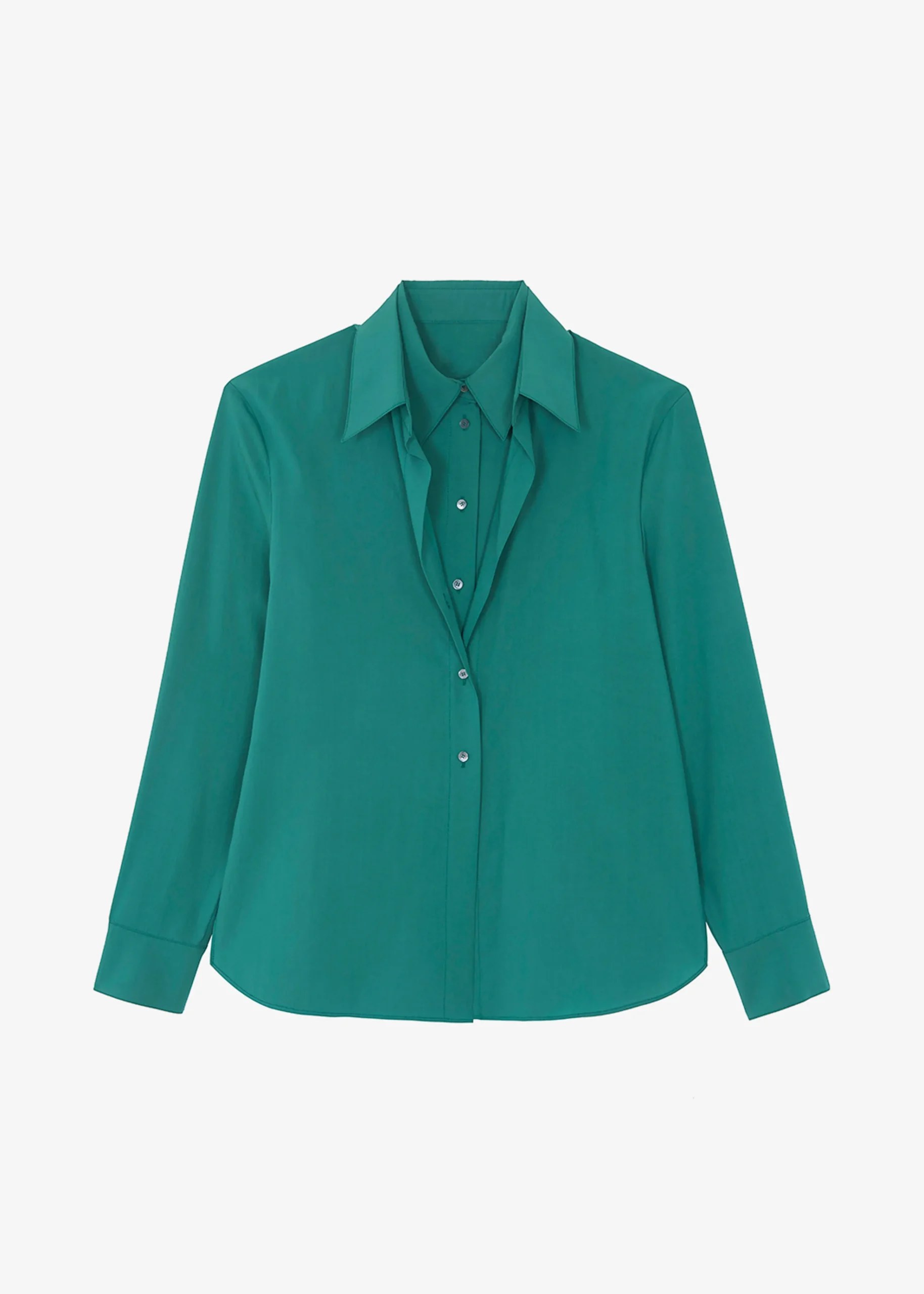 The Frankie Shop Tima Double Layer Shirt Deep Teal