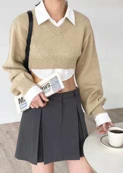The Frankie Shop Titou Cropped Sweater Taupe Best