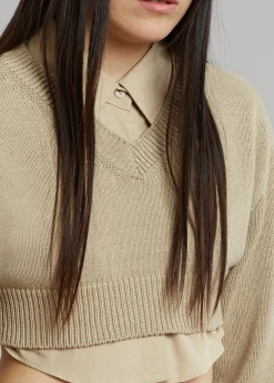 The Frankie Shop Titou Cropped Sweater Taupe Best
