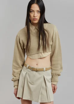 The Frankie Shop Titou Cropped Sweater Taupe Best