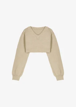 The Frankie Shop Titou Cropped Sweater Taupe Best