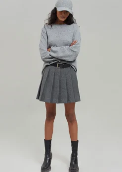 The Frankie Shop Tokyo Wool Pleated Skort Grey Outlet