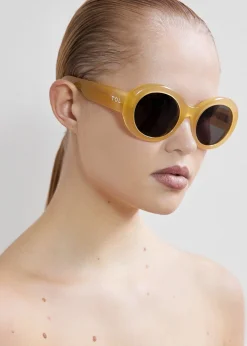 The Frankie Shop Tol Eyewear Double Round Sunglasses Honey Outlet