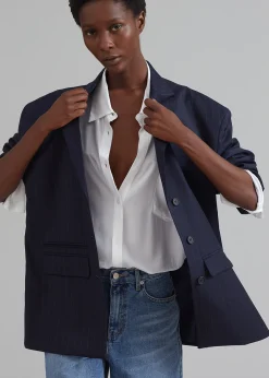 The Frankie Shop Towson Blazer Navy Pinstripe New