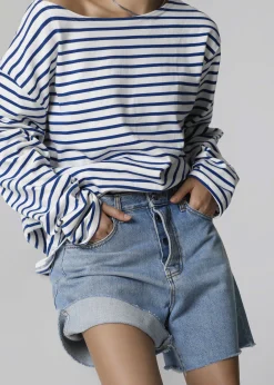 The Frankie Shop Twila Denim Shorts Worn Wash New