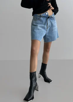 The Frankie Shop Twila Denim Shorts Worn Wash New
