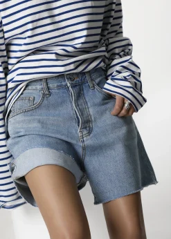 The Frankie Shop Twila Denim Shorts Worn Wash New