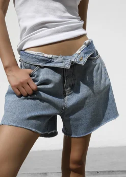 The Frankie Shop Twila Denim Shorts Worn Wash New