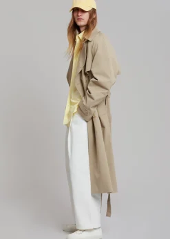 The Frankie Shop Umi Belted Trench Coat Beige Outlet