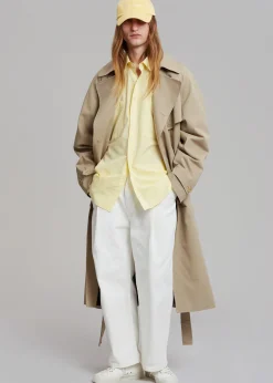 The Frankie Shop Umi Belted Trench Coat Beige Outlet
