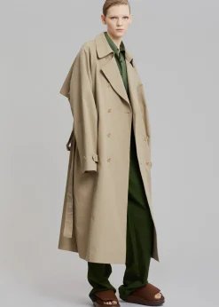 The Frankie Shop Umi Belted Trench Coat Beige Outlet