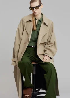 The Frankie Shop Umi Belted Trench Coat Beige Outlet