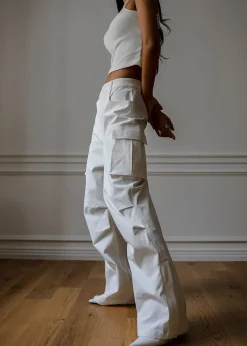 The Frankie Shop Valo Cargo Pants White Hot