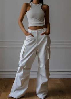 The Frankie Shop Valo Cargo Pants White Hot