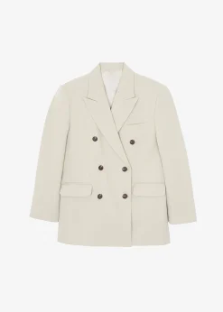 The Frankie Shop Vance Double Breasted Blazer Beige Best