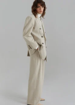 The Frankie Shop Vance Double Breasted Blazer Beige Best