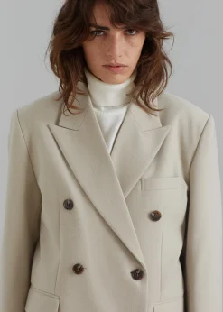 The Frankie Shop Vance Double Breasted Blazer Beige Best