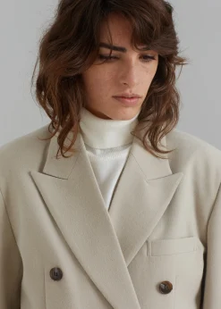 The Frankie Shop Vance Double Breasted Blazer Beige Best