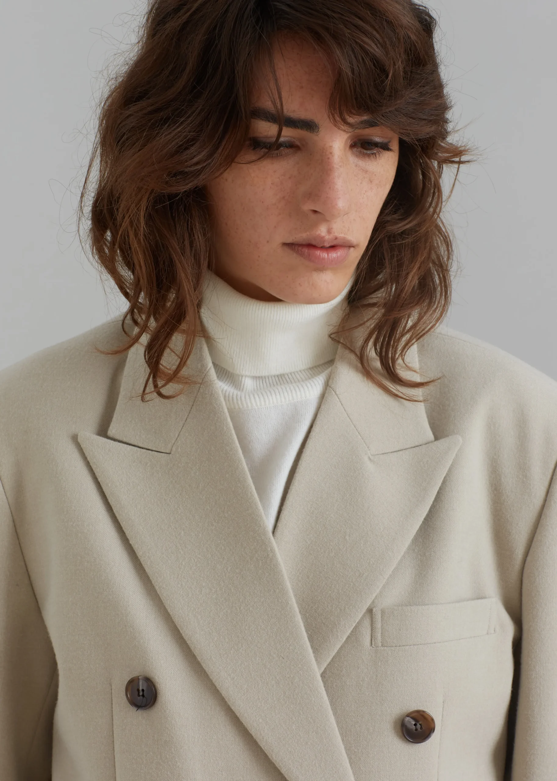 The Frankie Shop Vance Double Breasted Blazer Beige Best