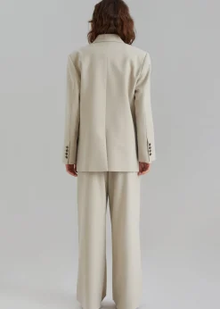 The Frankie Shop Vance Double Breasted Blazer Beige Best