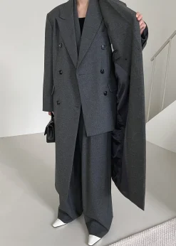 The Frankie Shop Vance Double Breasted Blazer Charcoal Sale