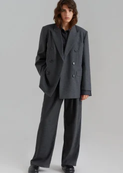 The Frankie Shop Vance Double Breasted Blazer Charcoal Sale