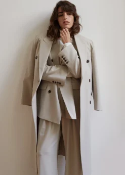 The Frankie Shop Vance Double Breasted Coat Beige New