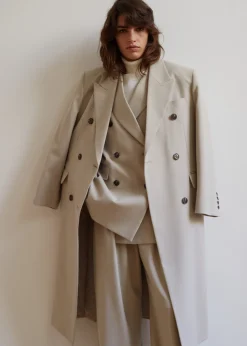 The Frankie Shop Vance Double Breasted Coat Beige New