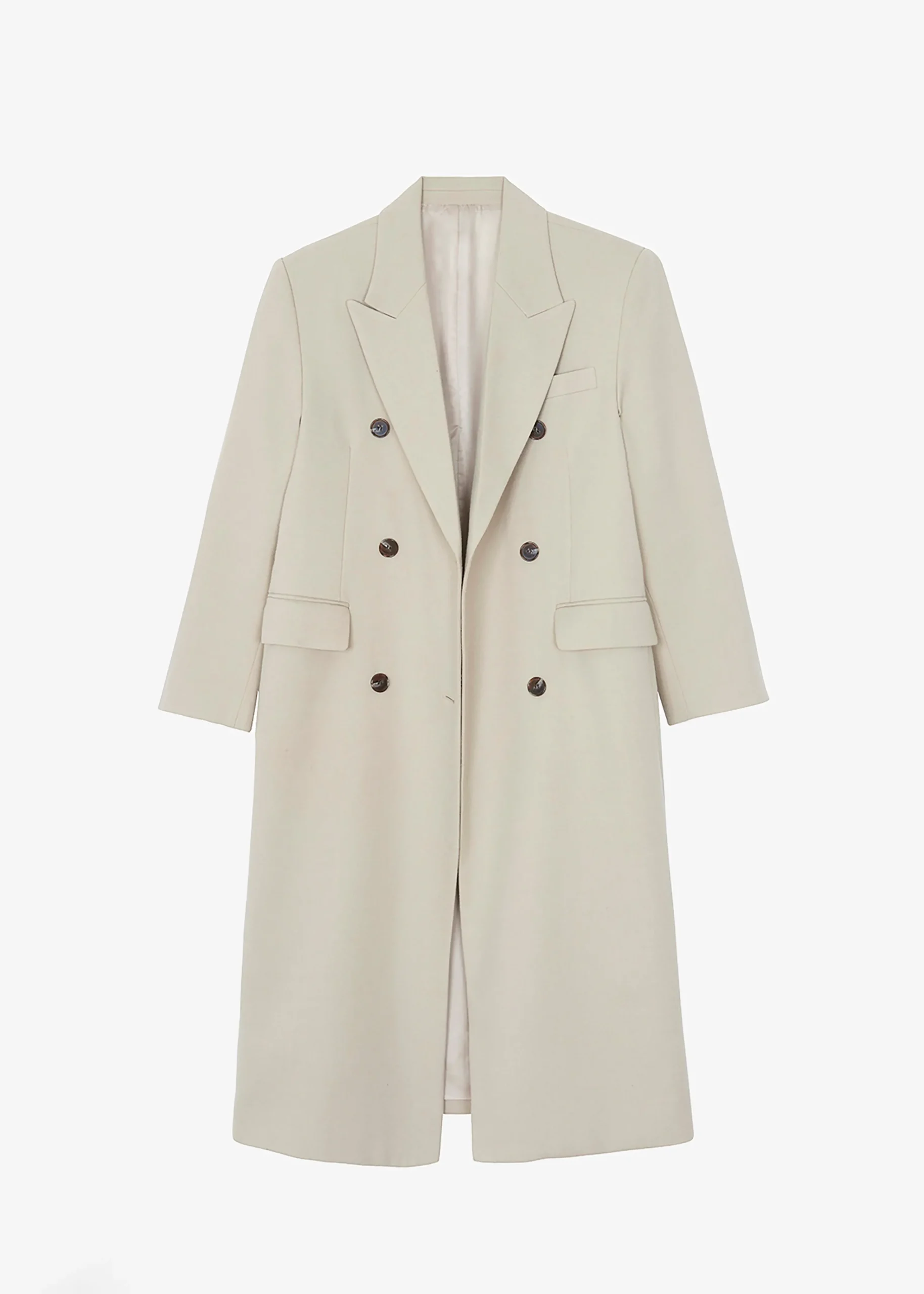 The Frankie Shop Vance Double Breasted Coat Beige New